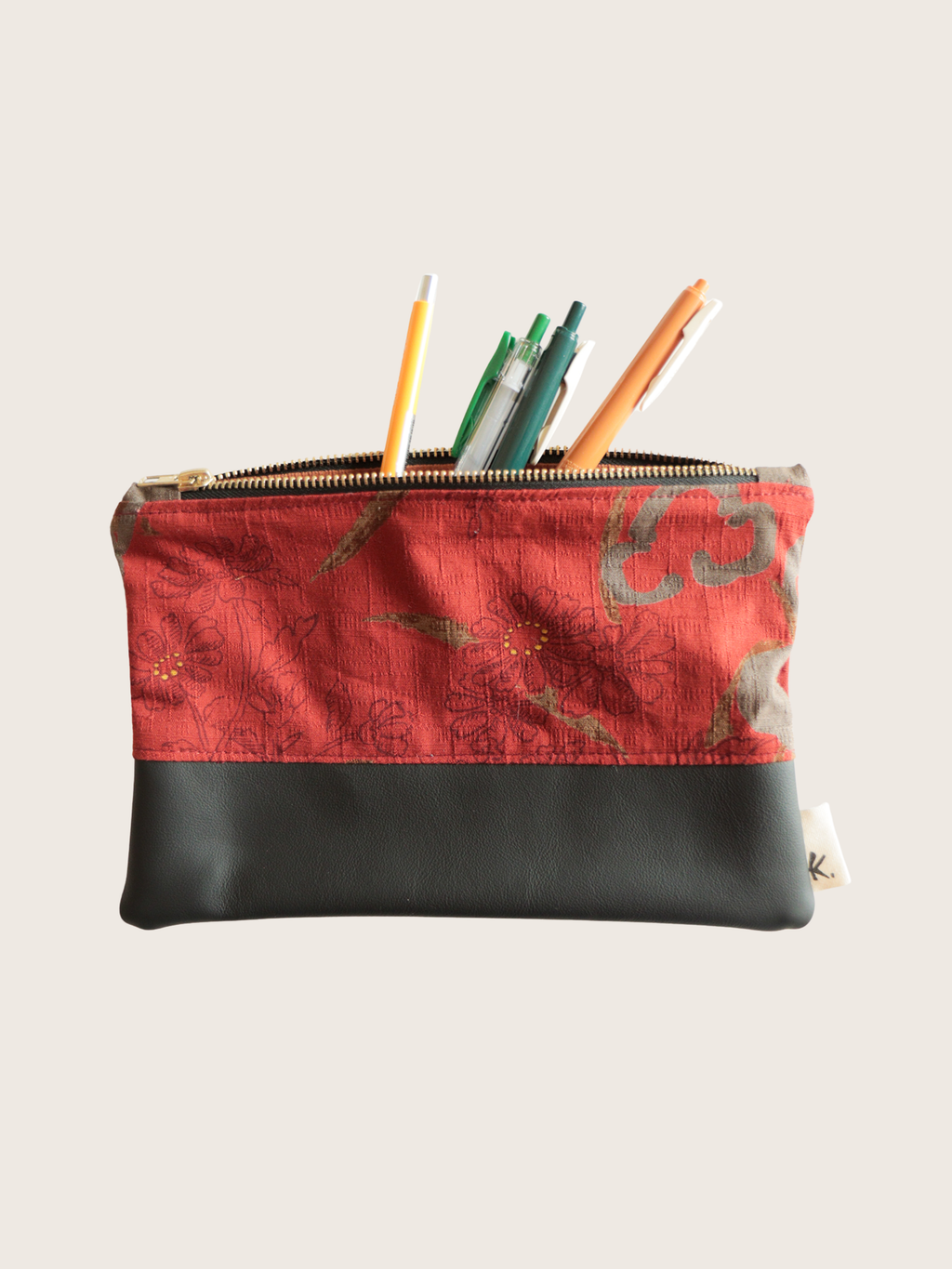 Astuccio pochette con zip in tessuto e pelle – Japan