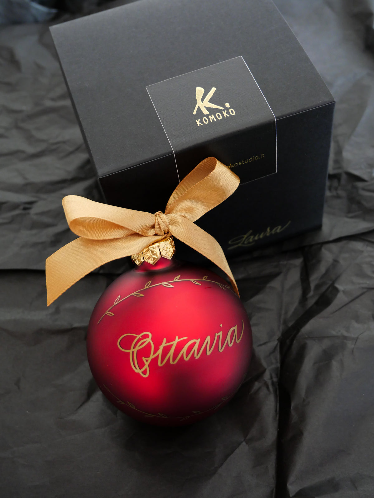 Pallina di Natale personalizzata in vetro con nome scritto a mano